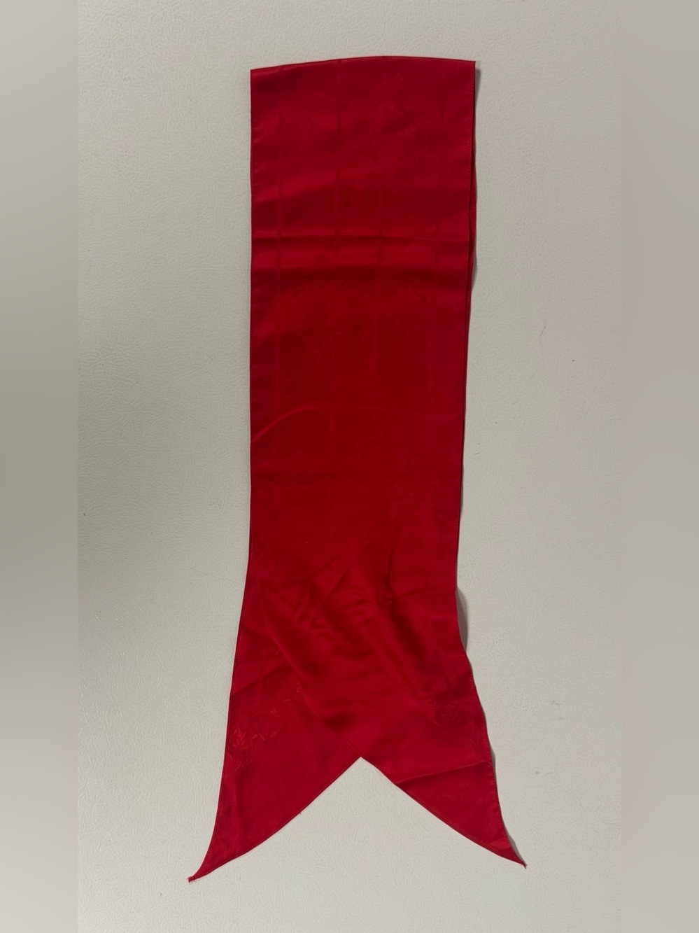 Ginnie Johansen 100% Silk Vintage 1988 Hair Neck Scarf Red Satin Japan 8x52”